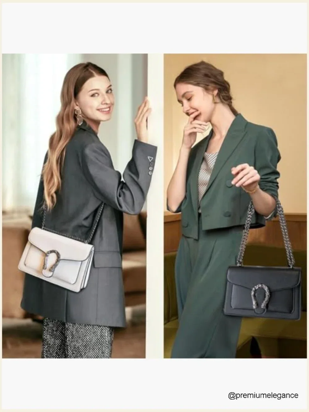 Small Crossbody Bag with Chain Strap Vegan Leather Shoulder Purse
